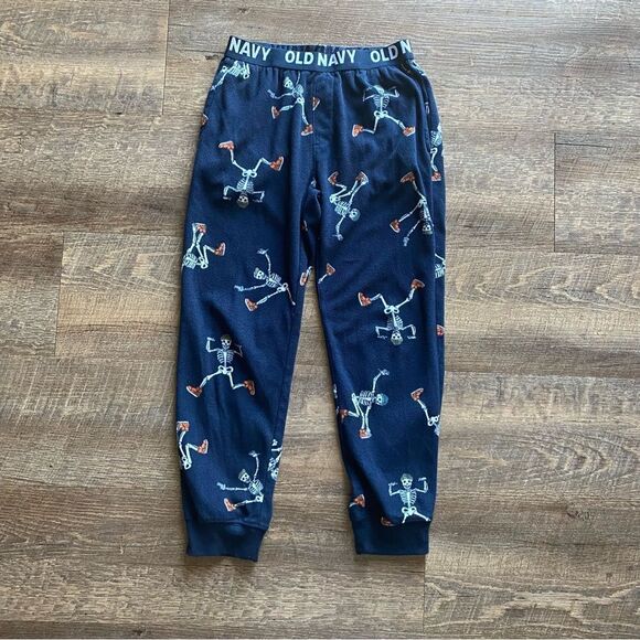 Old Navy Fleece Pajama Pants Navy Skeleton Medium Boys Casual - Picture 3 of 7